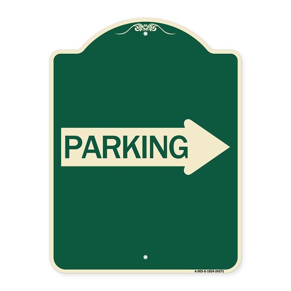 Signmission Parking With Right Arrow Heavy-Gauge Aluminum Architectural Sign, 24" x 18", G-1824-24371 A-DES-G-1824-24371 - main